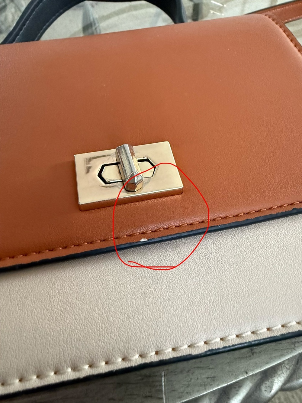 Beige & Cognac Structured Mini Bag - Picture 7 of 7